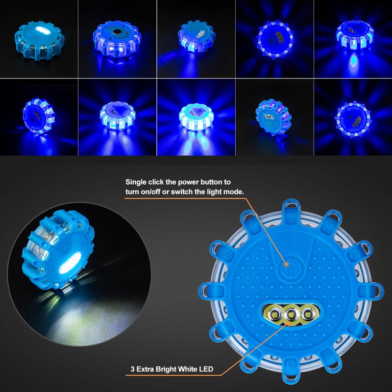 CICMOD LED Road Flares Roadside Safety Emergency Lights Beacon Disc Flashing Warning Flare Kit for Car Truck Boat - 6 Pack - Image 3